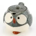 【日本製】貓頭鷹茶壺／灰藍色