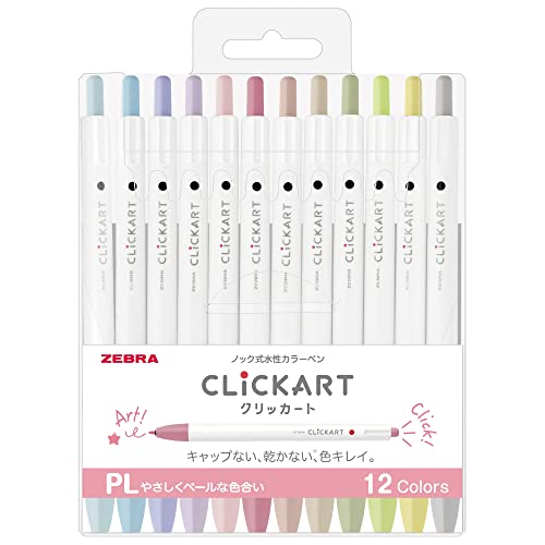 Clickart 按掣式水性彩色筆 12色（PL 淡色系）