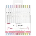 Clickart 按掣式水性彩色筆 12色（PL 淡色系）