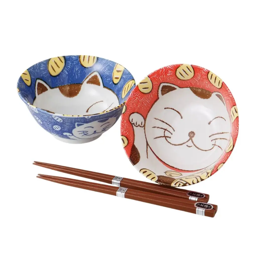 【Lucky Cat Series】Multi-Purpose Porcelain Bowls（Set of 2)