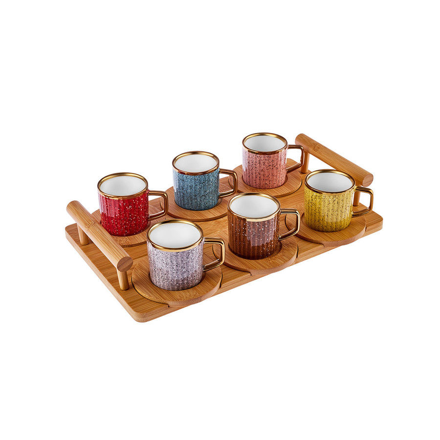 Espresso Coffee Cup Set with Bamboo Tray