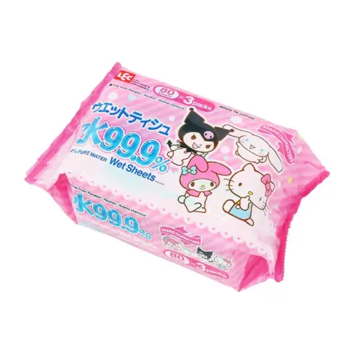 [4903320483453] 日本製【SANRIO】LEC 99.9%純水濕紙巾（80張）x 3包