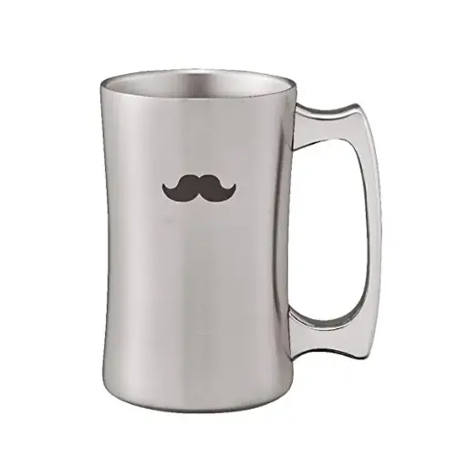 [4550084910574] 不銹鋼真空手柄杯【鬍鬚】