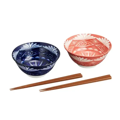 [2576785100009] 【江户切子风】多用途陶瓷碗（二人套）