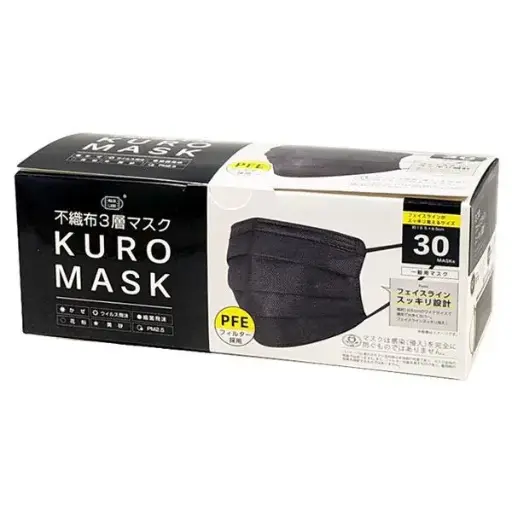 [4944109314483] 【富士】KURO MASK 不織布口罩／黑色（30枚入）
