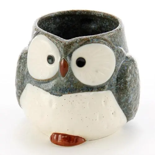 [4562205973184] 宗峰窯貓頭鷹茶杯／灰藍色