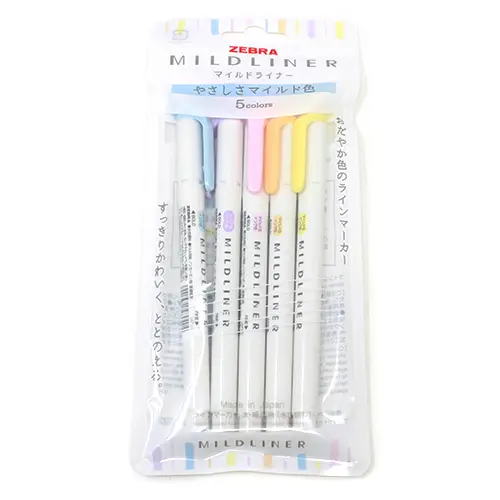 [4901681491933] MILDLINER 柔性雙頭螢光筆（5色）