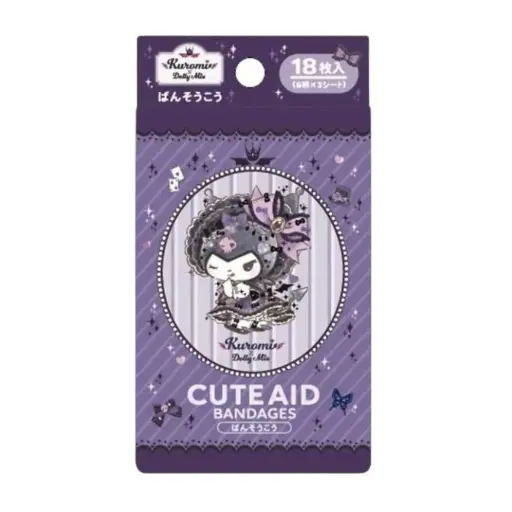 [4525636335150] Kuromi Dolly Mix Cute Aid Bandages (18pcs) 