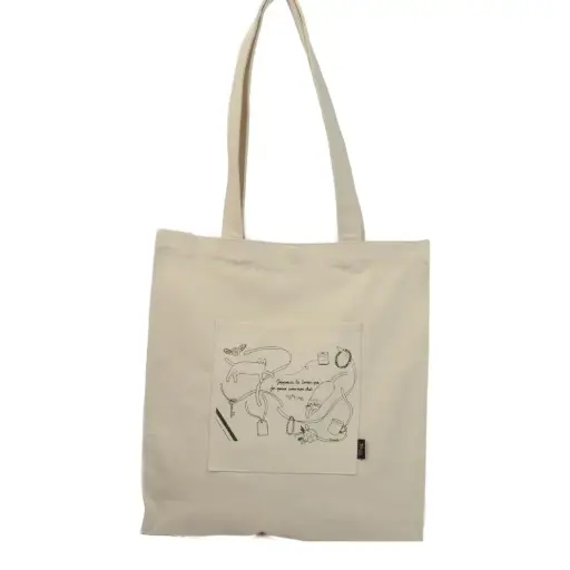 [4526741383906] 貓圖案帆布手提袋（米白色）by 戸崎尚美