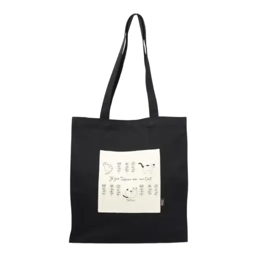 [4526741383999] 貓圖案帆布手提袋（黑色）by 戸崎尚美